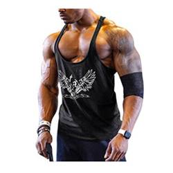 DOTBUY Gym Herren Tank Top, Men Tankshirt T-Shirt Achselshirt Unterhemden Ärmellos Muskelshirt Cotton Stringer Fitness Gym Shirt Solide Sport Vest (XXL, Schwarz) von DOTBUY