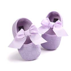 DOTBUY Leinwand Baby Schuhe Neugeborene Baby Mädchen Schuhe Kleinkind Bowknot Prinzessin Schuhe Weich Sohle Anti-Rutsch Lauflernschuhe Krippeschuhe (11cm / 0-6 Monat, Lila) von DOTBUY