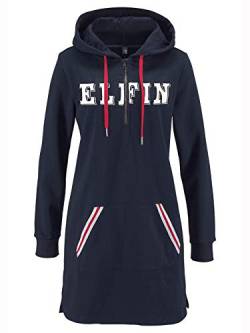 DOTIN Damen Kapuzenpullover Langarm Hoodie Kleid Sweatkleid Herbst Winter Sweatjacke Lange Pullover Jumper, Blau, S von DOTIN