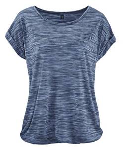 DOTIN Damen T-Shirt Rundhals Kurzarmshirt Lose Stretch Sommer Oberteil Casual Bluse Tops, Blau, XL von DOTIN