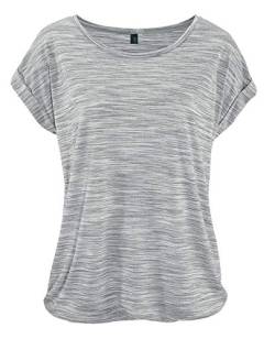 DOTIN Damen T-Shirt Rundhals Kurzarmshirt Lose Stretch Sommer Oberteil Casual Bluse Tops, Grau, L von DOTIN