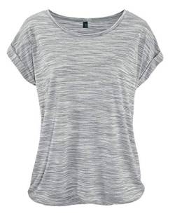 DOTIN Damen T-Shirt Rundhals Kurzarmshirt Lose Stretch Sommer Oberteil Casual Bluse Tops, Grau, XL von DOTIN