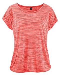 DOTIN Damen T-Shirt Rundhals Kurzarmshirt Lose Stretch Sommer Oberteil Casual Bluse Tops, Orange Rot, L von DOTIN