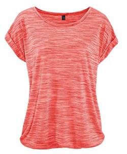 DOTIN Damen T-Shirt Rundhals Kurzarmshirt Lose Stretch Sommer Oberteil Casual Bluse Tops, Orange Rot, M von DOTIN