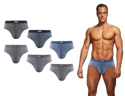 DOUBLE M, 6er-Pack Unterhosen Herren Slips, Baumwoll Slip für Männer, Bequeme Slips, Hypoallergene Slips, Gestreifte Slips, Slips mit Elastischem Bund, Erhältlich in den Größen M,L,XL,XXL von DOUBLE M