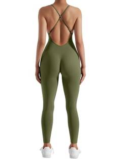 DOULAFASS Spaghetti Strap Ärmellose Jumpsuit Damen Eng Sexy Rückenfreies Sport Einteiler Overall Hip Lift Yoga Romper von DOULAFASS