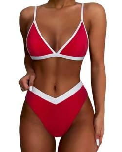 DOULAFASS V-förmige Taille Bikini Damen Set Hoher Schnitt Triangel Bikini 2tlg Bademoden von DOULAFASS