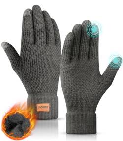 DOVAVA Handschuhe Herren Damen,Winterhandschuhe Touchscreen,Thermo Strickhandschuhe mit Weichem Innenfutter für Camping Wandern Running Sport (Grau von DOVAVA