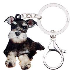 DOWAY Acryl Schnauzer Schlüsselanhänger Ringe Haustier Hund Anhänger für Geldbörse Handtasche Auto Charms (Schwarz) von DOWAY