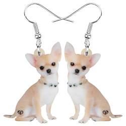 DOWAY Acryl Siberian Husky Chihuahua Beagle Dackel Yorkshire Terrier Mops Hund Ohrringe Hanging Dangle Drop Pet Schmuck für Damen Mädchen Kinder Charme Geschenk (Beige) von DOWAY