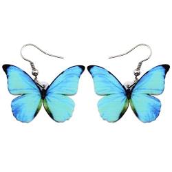 DOWAY Acryl gelb Schmetterling Ohrringe für Damen Frauen Mädchen Drop Schmuck, Frühling Sommer Schmetterling Geschenke Dekoration (Blau) von DOWAY