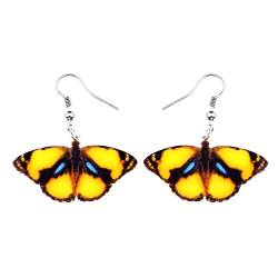 DOWAY Acryl gelb Schmetterling Ohrringe für Damen Frauen Mädchen Drop Schmuck, Frühling Sommer Schmetterling Geschenke Dekoration (Blode) von DOWAY