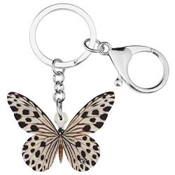 DOWAY Blau Morpho Schmetterling Schlüsselanhänger Frühling Sommer Schmetterling Schlüsselring für Damen Mädchen Handtasche Geldbörse Charms (Beige) von DOWAY