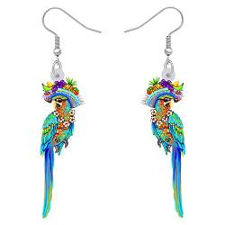 DOWAY Cute Acryl Ara Papagei Ohrringe Anhänger Anhänger Vogel Charms Hawaii Deko für Damen Mädchen Sommer Tiere Schmuck Geschenke (Hawaii D) von DOWAY