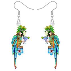 DOWAY Cute Acryl Ara Papagei Ohrringe Anhänger Anhänger Vogel Charms Hawaii Deko für Damen Mädchen Sommer Tiere Schmuck Geschenke (Hawaii G) von DOWAY