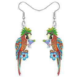 DOWAY Cute Acryl Ara Papagei Ohrringe Anhänger Anhänger Vogel Charms Hawaii Deko für Damen Mädchen Sommer Tiere Schmuck Geschenke (Hawaii H) von DOWAY