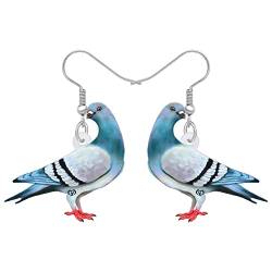 DOWAY Cute Acryl Cartoon Taube Ohrringe Anhänger Anhänger Mode Tiere Vogel Schmuck für Damen Mädchen Charms Tauben Geschenk (Blau) von DOWAY