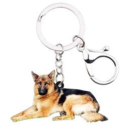 DOWAY Cute Acryl Deutscher Schäferhund Schlüsselanhänger Hund Tasche Charms für Mädchen Damen Frauen Hund Schmuck Geschenke (Schwarz) von DOWAY