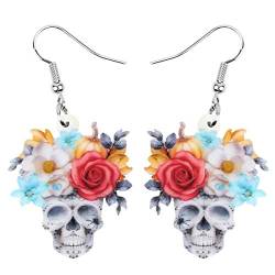 DOWAY Cute Acryl Halloween Horror Skull Ohrringe Für Frauen Damen Mädchen Schädel Party Dekoration Geschenke (Mehrfarbig) von DOWAY