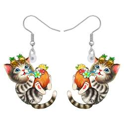 DOWAY Cute Acryl Katze Ohrringe für Frauen Mädchen Mode Tier Ohrringe Schmuck Charms Katze Geschenke (Hawaii) von DOWAY