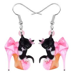 DOWAY Cute Acryl Katze Ohrringe für Frauen Mädchen Mode Tier Ohrringe Schmuck Charms Katze Geschenke (Pink) von DOWAY