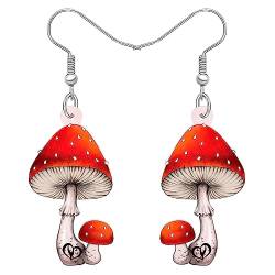 DOWAY Cute Acryl Pilz Ohrringe Anhänger lustig Pilz Schmuck Geschenke für Damen Teenager Mädchen Charms Lebensmittel Deko (Kirsche) von DOWAY