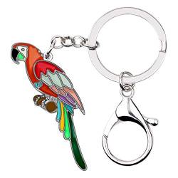 DOWAY Cute Ara Papagei Schlüsselanhänger Auto Zubehör Schlüssel Charms Geldbörse Handtaschen Anhänger Vogel Schlüsselring Geschenke (Rot) von DOWAY