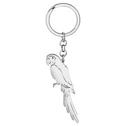 DOWAY Cute Ara Papagei Schlüsselanhänger Auto Zubehör Schlüssel Charms Geldbörse Handtaschen Anhänger Vogel Schlüsselring Geschenke (Silberplattierter Stahl a) von DOWAY