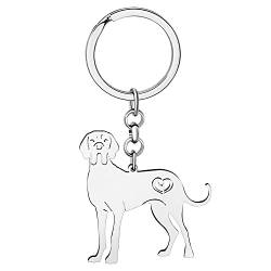 DOWAY Cute Edelstahl Schlüsselanhänger Hund 18K Gold Haustier Zubehör für Damen Mädchen Geschenke Hundeliebhaber Auto Charms (Deutsche Dogge Versilbert) von DOWAY