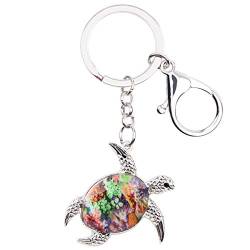 DOWAY Cute Meeresschildkröte Schlüsselanhänger Schlüsselring Ozean Tier Schmuck Für Handtaschen Handtasche Charms Schildkröte Deko (Grün) von DOWAY