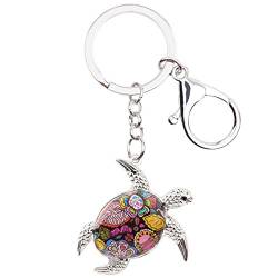 DOWAY Cute Meeresschildkröte Schlüsselanhänger Schlüsselring Ozean Tier Schmuck Für Handtaschen Handtasche Charms Schildkröte Deko (Lila) von DOWAY