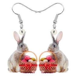 DOWAY Cute Ostereier Kaninchen Ohrringe Acryl Osterhase Dangle Schmuck Geschenke für Damen Mädchen lustig Ostern Deko (Beige B) von DOWAY