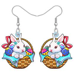 DOWAY Cute Ostereier Kaninchen Ohrringe Acryl Osterhase Dangle Schmuck Geschenke für Damen Mädchen lustig Ostern Deko (Cerulean) von DOWAY