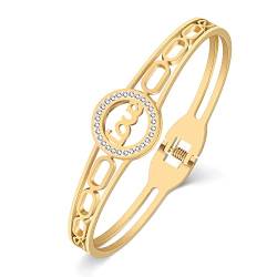 DOWAY Edelstahl Gold Silber Plattiert Armreif Armband für Damen Mädchen einfache Stil Liebe Schmuck Geburtstag Geschenke (LIEBE-Gold) von DOWAY