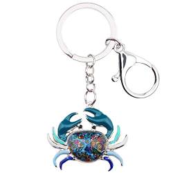 DOWAY Emaille Crab Krabbe Schlüsselanhänger Krebs Schlüsselring Anhänger Tasche Auto Zubehör für Damen Mädchen Geschenk (Blau) von DOWAY
