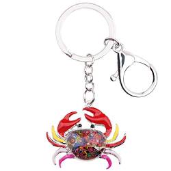 DOWAY Emaille Crab Krabbe Schlüsselanhänger Krebs Schlüsselring Anhänger Tasche Auto Zubehör für Damen Mädchen Geschenk (Rot) von DOWAY