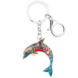 DOWAY Emaille Delfin Schlüsselanhänger Cute Delphin Schlüsselring für Autoschlüssel Handtaschen Kinder Ozean Tiere Geschenk Schmuck (Mehrfarbig) von DOWAY