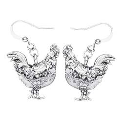 DOWAY Emaille Huhn Hühner Ohrringe Charms Bauernhof Chicken Schmuck für Damen Frauen Mädchen Party Geschenk (Wolke) von DOWAY