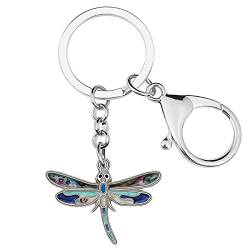 DOWAY Emaille Libelle Schlüsselanhänger Charms Floral Insekt Dragonfly Schlüsselring Cute Auto Zubehör für Frauen Mädchen Geschenke (Himmel) von DOWAY