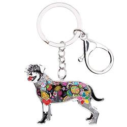 DOWAY Emaille Rottweiler Hund Schlüsselanhänger Tasche und Gürtelschlaufe Zubehör für Kinder Erwachsene Party Schmuck Geschenke (Schwarz) von DOWAY