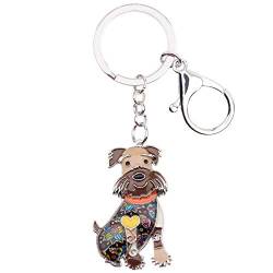DOWAY Emaille Schnauzer Schlüsselanhänger Hund Anhänger Schlüsselring für Damen Frauen Handtaschen Auto Schlüssel Schnauzer Deko Geschenke (Braun) von DOWAY