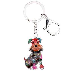DOWAY Emaille Schnauzer Schlüsselanhänger Hund Anhänger Schlüsselring für Damen Frauen Handtaschen Auto Schlüssel Schnauzer Deko Geschenke (Mehrfarbig) von DOWAY