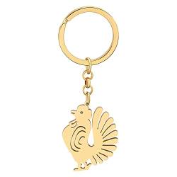 DOWAY Huhn Henne Schlüsselanhänger Huhn Schlüsselring Anhänger Tasche Auto Zubehör für Damen Mädchen Geschenk (18 Goldplattierter Edelstahl C) von DOWAY