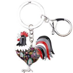 DOWAY Huhn Henne Schlüsselanhänger Huhn Schlüsselring Anhänger Tasche Auto Zubehör für Damen Mädchen Geschenk (Dunkelheit) von DOWAY