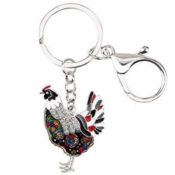 DOWAY Huhn Henne Schlüsselanhänger Huhn Schlüsselring Anhänger Tasche Auto Zubehör für Damen Mädchen Geschenk (Schwarz) von DOWAY