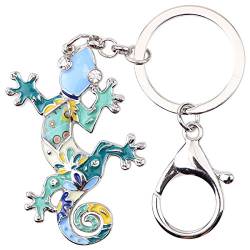 DOWAY Niedliche Eidechse Gecko Schlüsselanhänger Emaille Schlüsselanhänger für Damen Mädchen Handtaschen Geldbeutel Taschen Geschenk (Sky) von DOWAY