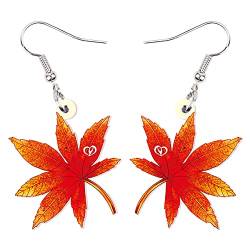 DOWAY Niedliche Herbst-Ahornblatt-Ohrringe baumeln Neuheit Acryl Palme Pflanze Schmuck Blätter Geschenke für Frauen Mädchen, Acryl, Sandstein von DOWAY