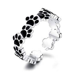 Sterling Silber Paw Puppy Dog Offene Ringe Verstellbare Verlobung Ehering Band Zehenring für Damen Damen Mädchen von DOYIS
