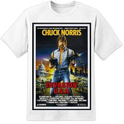 DPX-1 Chuck Norris Klassische Retro Invasion USA Filmposter T-Shirt (S-3XL) Wunderbar Riesig Druck! - Weiß, L von DPX-1