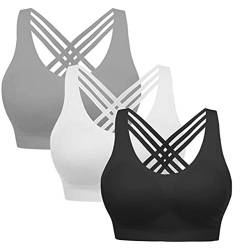 DPZEACA Damen-Sport-BHs für Fitnessstudio, Yoga, überkreuzter Rücken, mittlere Belastung, BHs mit abnehmbaren Pads, Sdp-l20-01, XX-Large von DPZEACA